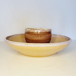 Signed Studio Pottery Stoneware Bowl Set Of 2